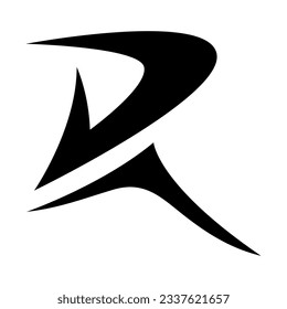 Black Pointy Tipped Letter R Icon on a White Background