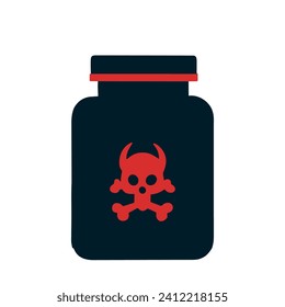 A black poison bottle icon with a red cap and a skull and bones symbol in the foreground.