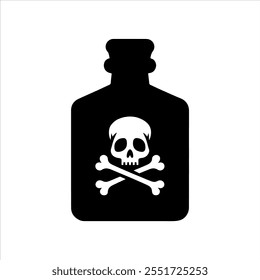 Black poison bottle silhouette vector illustration on white background
