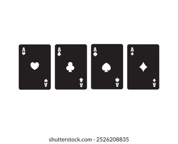 Black Poker Cards Design.vector illustration 
Playing cards symbols set of four poker cards suits with heart, spade, club, diamond icon in shiny style. Casino card icons and symbols. 