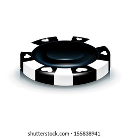 black poker chip isolated on white background