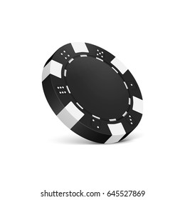 Black poker chip isolated on white background. Vector illustration.