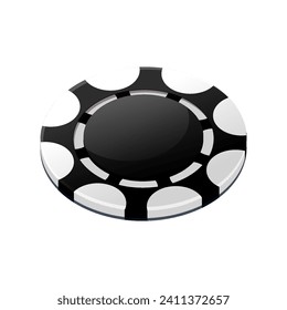 Black poker chip, a token with. Vector illustration for casino game design.