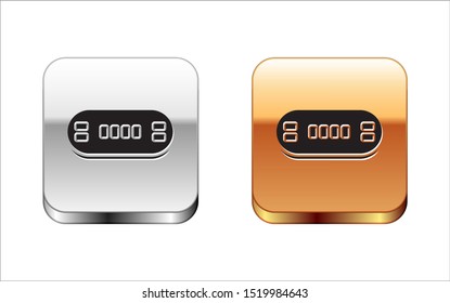 Black Poker table icon isolated on white background. Silver-gold square button. Vector Illustration