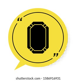 Black Poker table icon isolated on white background. Yellow speech bubble symbol. Vector Illustration