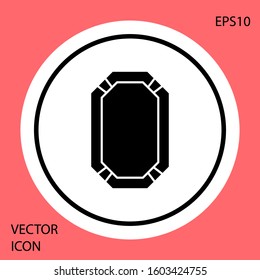 Black Poker table icon isolated on red background. White circle button. Vector Illustration