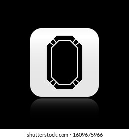 Black Poker table icon isolated on black background. Silver square button. Vector Illustration