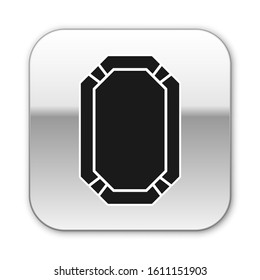 Black Poker table icon isolated on white background. Silver square button. Vector Illustration