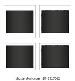 Black Polaroid Photo Cards With A White Border.Different Size Photo Frame Templates With Stickers.EPS10