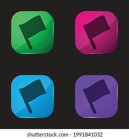 Black Pole Flag four color glass button icon
