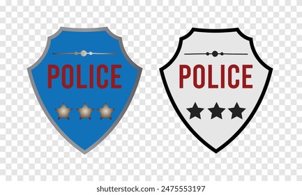 Black Police badge icon isolated on white background. Sheriff badge sign. Shield with star symbol. Vector. Police badge icon.