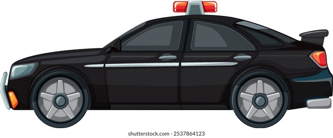 Black police car with red lights