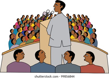 Black Politician At A Rally Giving A Speech