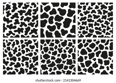 Black polka dot background of milk cow leather.