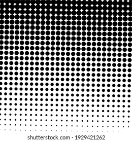 Black polka dot halftone background. Vector illustration.