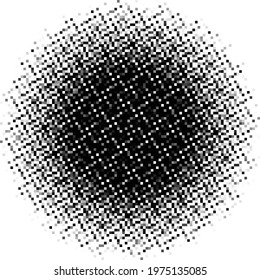 Black polka dot halftone background pixel art. Vector illustration.