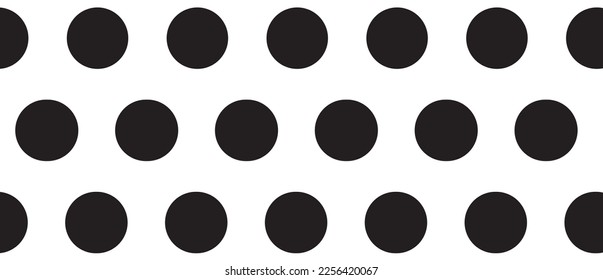 Black polka dot pattern on white background. Straight dot pattern for backdrop and wallpaper template. Simple classic polka dot lines with repeat stripes texture. Polka background, vector illustration