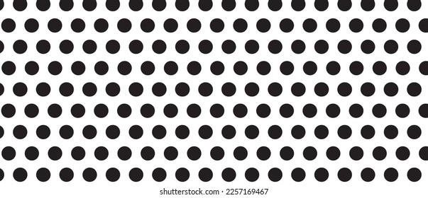 Black polka dot pattern on white background. Straight dot pattern for backdrop and wallpaper template. Simple classic polka dot lines with repeat stripes texture. Polka background, vector illustration