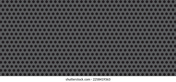 Black polka dot pattern on grey background. Straight dot pattern for backdrop and wallpaper template. Simple classic polka dot lines with repeat stripes texture. Polka background, vector illustration