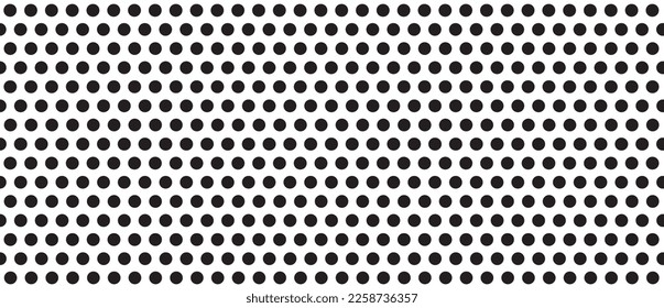 Black polka dot pattern on white background. Straight dot pattern for backdrop and wallpaper template. Simple classic polka dot lines with repeat stripes texture. Polka background, vector illustration