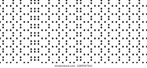 Black polka dot pattern on white background. Straight dot pattern for backdrop and wallpaper template. Simple classic polka dot lines with repeat stripes texture. Polka background, vector illustration