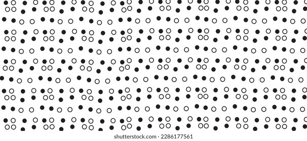 Black polka dot pattern on white background. Straight dot pattern for backdrop and wallpaper template. Simple classic polka dot lines with repeat stripes texture. Polka background, vector illustration