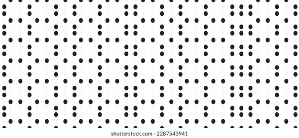 Black polka dot pattern on white background. Straight dot pattern for backdrop and wallpaper template. Simple classic polka dot lines with repeat stripes texture. Polka background, vector illustration
