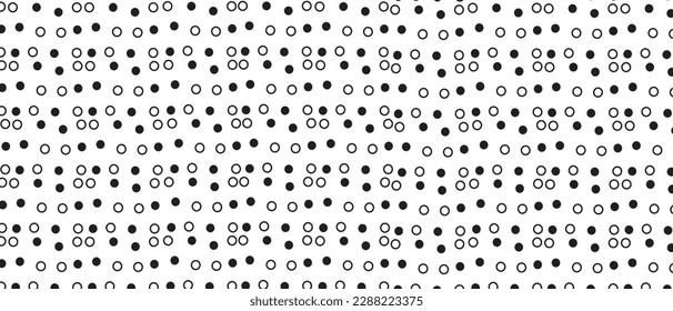 Black polka dot pattern on white background. Straight dot pattern for backdrop and wallpaper template. Simple classic polka dot lines with repeat stripes texture. Polka background, vector illustration