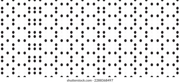 Black polka dot pattern on white background. Straight dot pattern for backdrop and wallpaper template. Simple classic polka dot lines with repeat stripes texture. Polka background, vector illustration