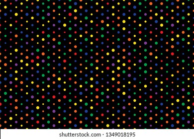 Black polka dots different size color circles abstract seamless pattern vector