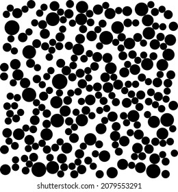 Black polka dots random pattern background. Grunge texture. Vector illustration.