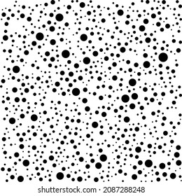 Black polka dots random pattern background. Grunge texture. Vector illustration.