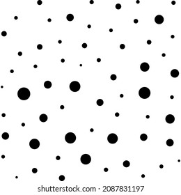 Black polka dots random pattern background. Grunge texture. Vector illustration.