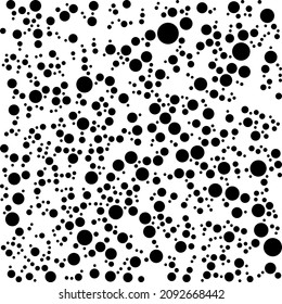 Black polka dots random pattern background. Grunge texture. Vector illustration.