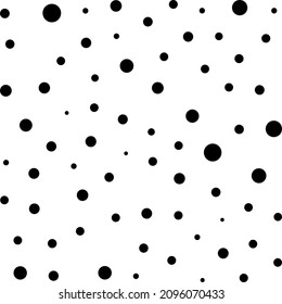 Black polka dots random pattern background. Grunge texture. Vector illustration.