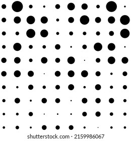 Black polka dots random pattern background. Abstract halftone. Vector illustration. 