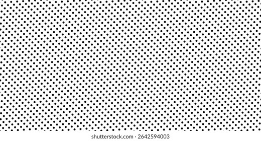 Patrón sin fisuras de lunares negros sobre fondo blanco. Halftone minimalista abstracto moderno punteado