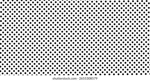 Black polka dots seamless pattern on white background. Halftone minimalist abstract modern dotted