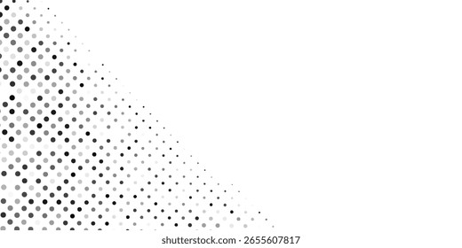 Patrón sin fisuras de lunares negros sobre fondo blanco. Pared abstracta minimalista de medio tono en líneas diagonales artes modernas