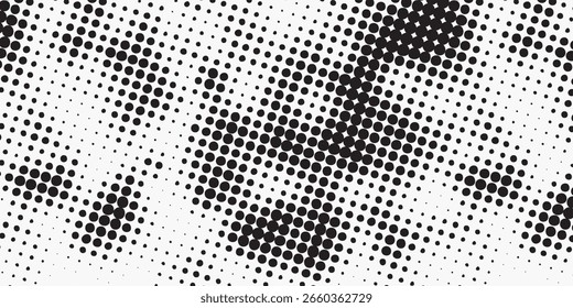 Black polka dots seamless pattern on white background. Halftone minimalist  arts modern
