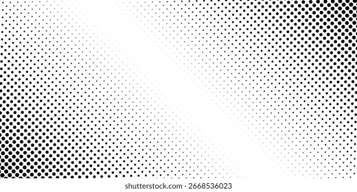 Black polka dots seamless pattern on white background. Halftone minimalist abstractmodern gradient. 