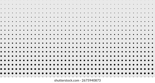 Patrón sin fisuras de lunares negros sobre fondo blanco. Fondo abstracto minimalista de semitono punteado moderno   