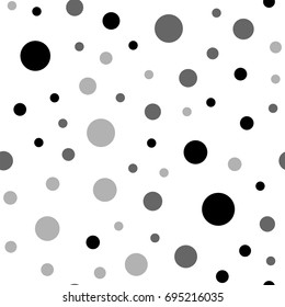 Black polka dots seamless pattern on white background.