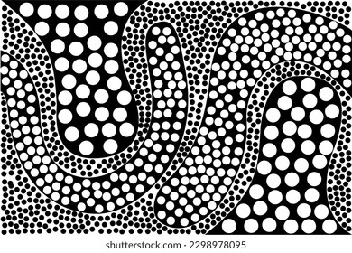 Black polka dots and white polka dots have a flowing pattern