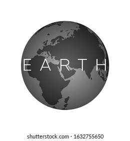 Black polluted three-dimensional planet with gradient, earth logo icon. Graphic elements for your design, logo, sign, emblem, sticker. Isolated vector illustration