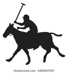 Black polo player icon in vector format.