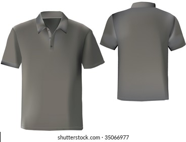 Black polo shirt design template with front and back.