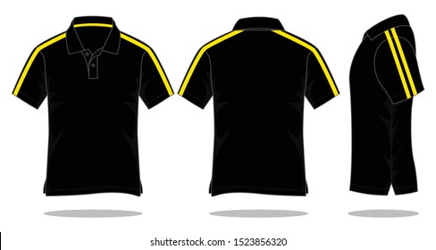 black polo shirt with yellow collar