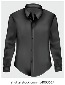 Black polo shirt with long sleeves. Photo-realistic vector.