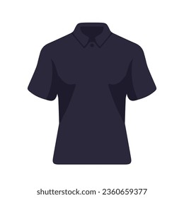 Black polo shirt vector illustration, flat black collared shirt vector art isolated on a white background